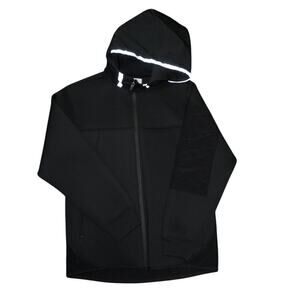 Zara Black Hooded Full-Zip Jacket with Reflective Trim - Size 13-14 Youth XL